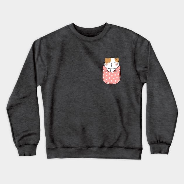 Cute Pocket Kitty V3 Crewneck Sweatshirt by Stupid Coffee Designs